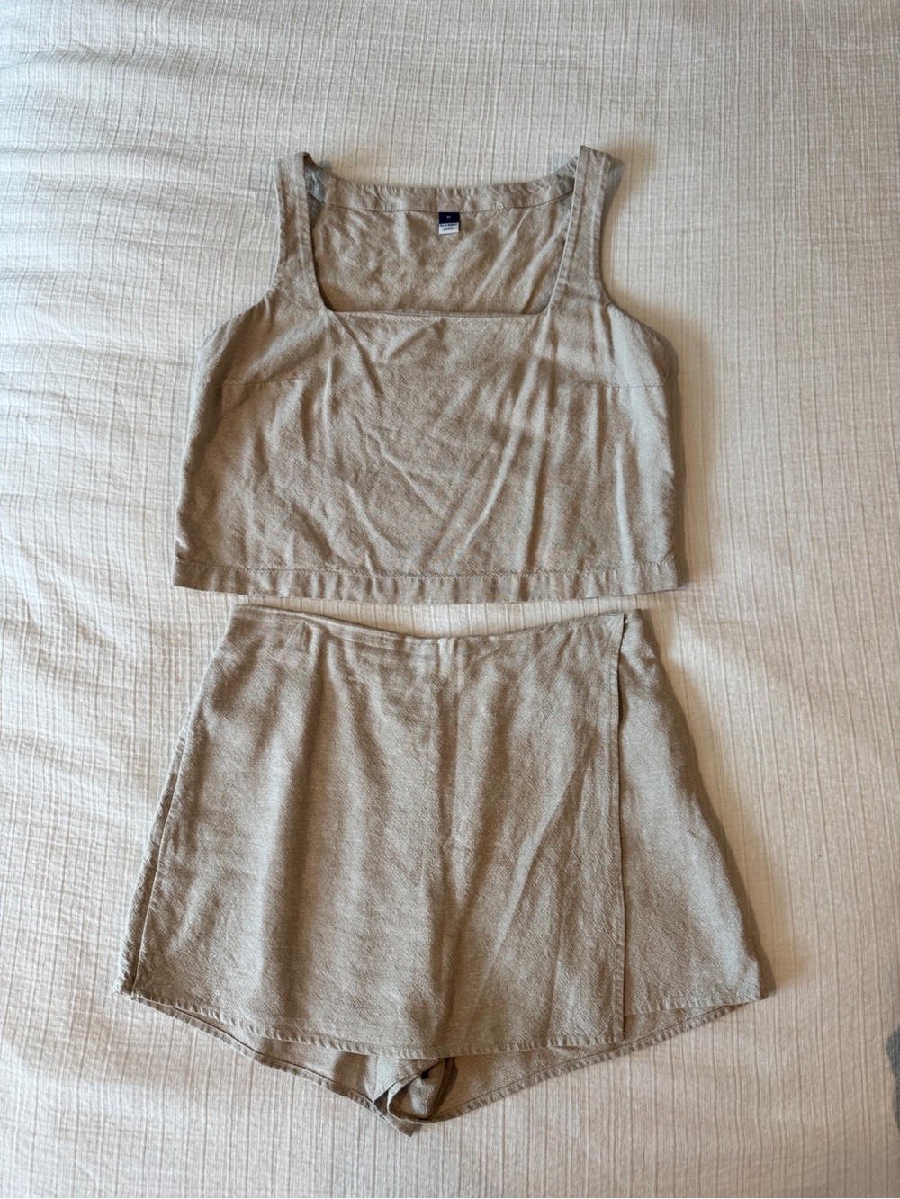 Old Navy Beige Linen Tank and Shorts Set